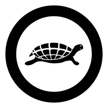 Turtle tortoise icon black color illustration in circle round 스톡 일러스트