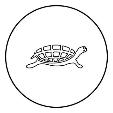 Turtle tortoise icon black color illustration in circle round Illustrazione stock