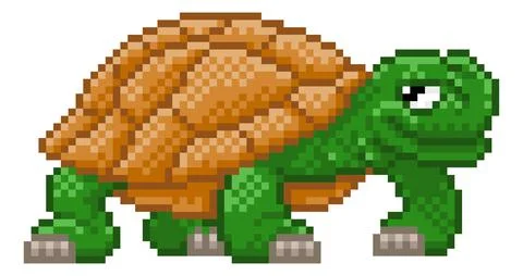 Turtle Tortoise Pixel Art Video Game Cartoon Illustrazione stock