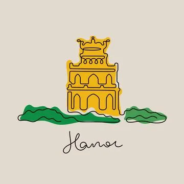 Turtle Tower, Hanoi, Vietnam vector illustration Stock Illustration