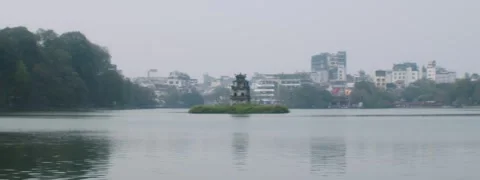 Turtle Tower in the Hoan Kiem Lake in Hanoi, Vietnam Stock Footage 310539127