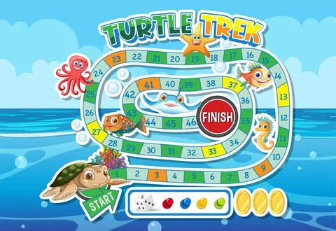 Turtle Trek: Ocean Adventure Board Game Stock Illustration