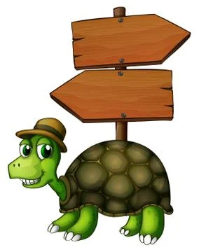 A turtle under an empty arrowboard Stock Illustration
