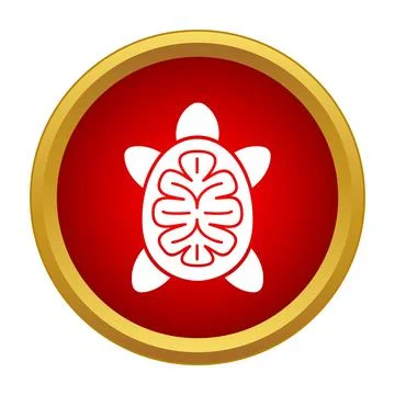Turtle vector icon on red circle background Stock Illustration