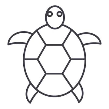 Turtle vector line icon, sign, illustration on background, editable strokes Stockillustratie