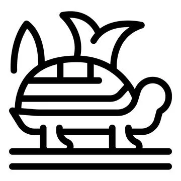 Turtle walking with palm tree growing on shell icon Stock Illustration