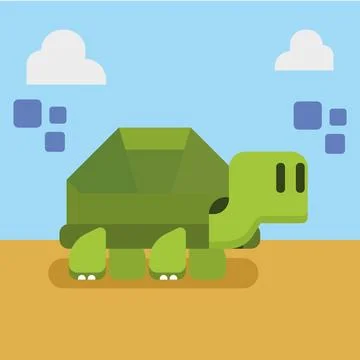 Turtle walking scene. Vector Illustrazione stock