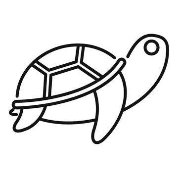 Turtle walking with shell line art drawing Illustrazione stock