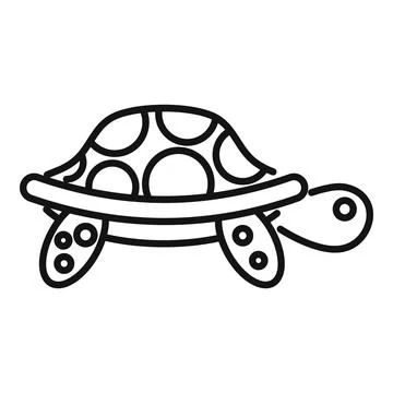 Turtle walking side view minimalist line art icon logo Stock Illustration