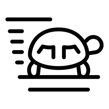 Turtle walking slowly on the road icon, outline style Stock Illustration