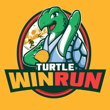 Turtle win run mascot kid logo illustration Stock Illustration