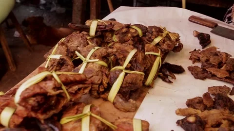 Turtles baked on the counter. fresh turtle meat, Iquitos market. exotic, Video stock 135745942
