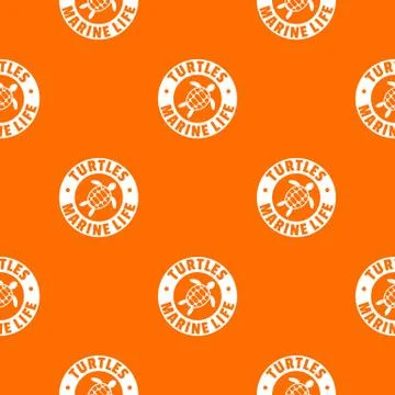 Turtles marine life pattern vector orange イラスト素材