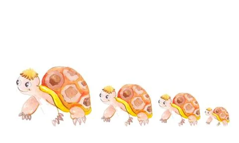 Turtles in a row イラスト素材