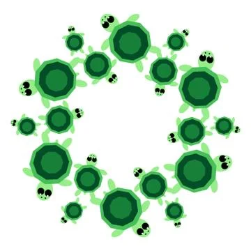 Turtles on white background. Vector illustration. Stock Illustration