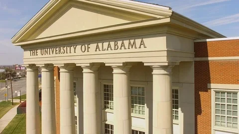 Tuscaloosa, Alabama - February 8, 2020: University of Alabama campus building Stock Footage