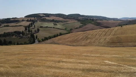 Tuscan hills &amp; wheat fields Stock Footage 290238474