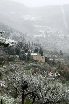 Tuscan Winter Scene Stock Photos