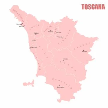 Tuscany administrative map Stock Illustration
