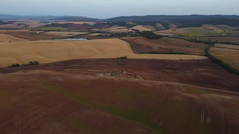 Tuscany aerial landscape with rolling fields Stock Footage 319488905