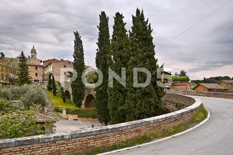 Tuscany architecture and landscape Stock Photos