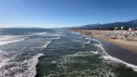 Tuscany coast panoramic view coastline with beautiful sand beaches at sunny day Stock Footage 339916602