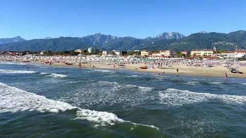 Tuscany coast panoramic view coastline with beautiful sand beaches at sunny day. Stockbeeldmateriaal 339917743