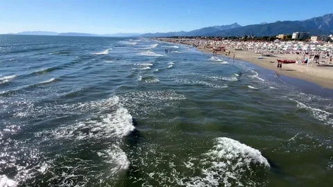 Tuscany coast panoramic view coastline with beautiful sand beaches at sunny day, Stock Footage 339917756