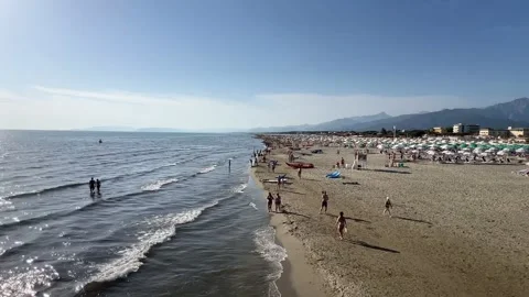 Tuscany coast panoramic view coastline, beautiful sand beaches at sunny day. Stockbeeldmateriaal 340035292