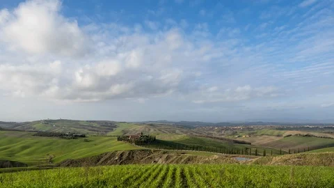 Tuscany Rolling Landscape - Time Lapse 4K+ Stock Footage 122648410