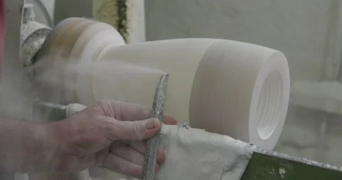 Tuscany - The skill of an "alabastraio" while making a vase in alabaster Stock Footage 162121047