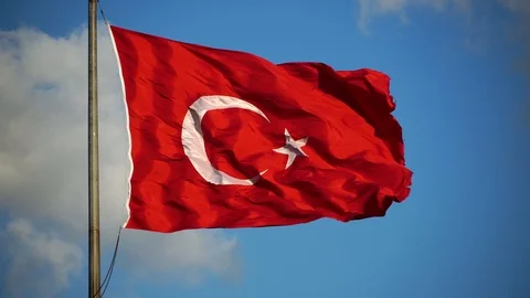 Tuskish Flag waving at sunset  Stock Footage 117136874