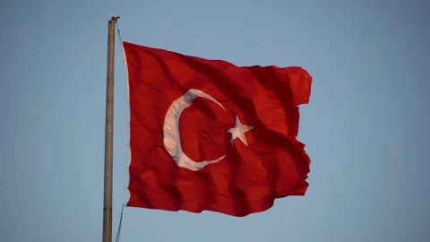 Tuskish Flag waving at sunset Stock Footage 117139952