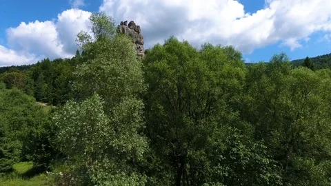 Tustan Fortess. Ukraine. aerial 10.07.2017 Stock Footage