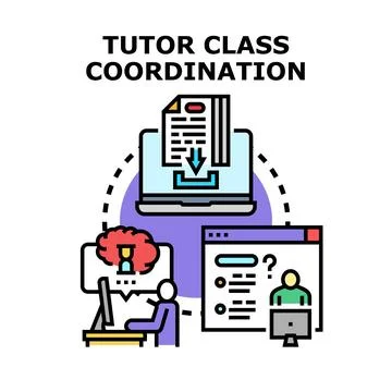 Tutor class coordination online education concept Stock Illustration