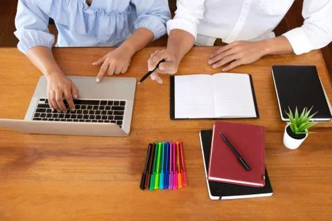 Tutor, learning, education, Group of young people learning studying lesson in Stock Photos