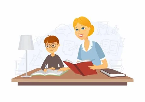 Tutor - modern vector cartoon people characters illustration Stock Illustration