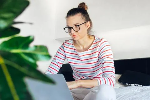 Tutor teaching online lesson on video call, webinar, online office, course. s Stock Photos