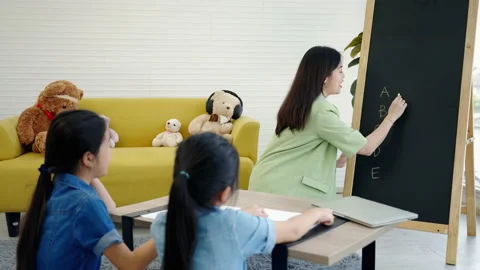 The tutor is teaching students in tutorial school Stock-Footage 172041276