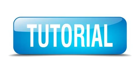 Tutorial blue square 3d realistic isolated web button Stock Illustration