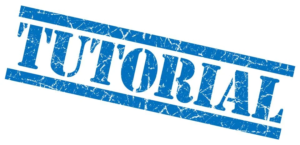 Tutorial blue square grunge textured isolated stamp Stock Illustration