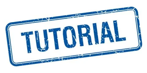 Tutorial blue square grungy vintage isolated stamp Illustrazione stock