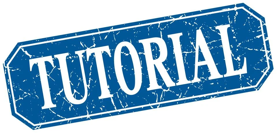 Tutorial blue square vintage grunge isolated sign Illustrazione stock