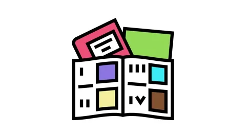 Tutorial book color icon animation Stock Footage 224975290