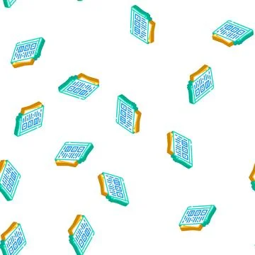 Tutorial book isometric icon seamless pattern Stock Illustration