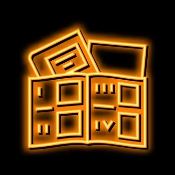 Tutorial book neon glow icon illustration Stock Illustration
