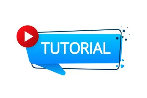 Tutorial button on white background. Online education. Play online. Logo, label 库存插图