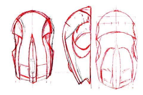 Tutorial create a computer mouse. Technical drawing. 스톡 일러스트