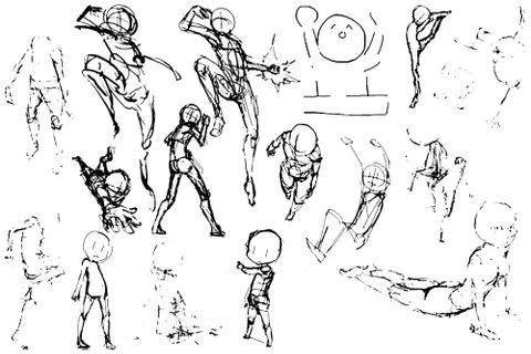 Tutorial of drawing female body. Drawing the human body, step by step lessons Stock Illustration
