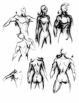 Tutorial of drawing female body. Drawing the human body, step by step lessons Stock Illustration